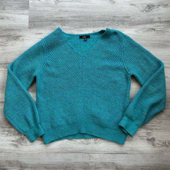 Lulu's Blue V-Neck Sweater Knit size S Small - Picture 1 of 7
